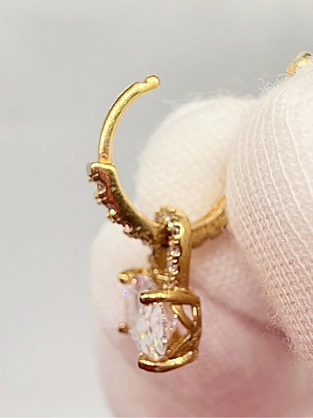 Stunning Gold-Tone Cubic Zirconia Drop Huggie Earrings!